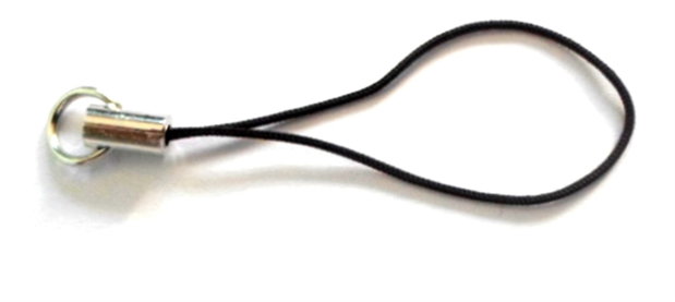 Breloc snur nylon maro cu accesorii argintiu