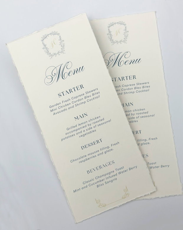 Meniu elegant pentru evenimente