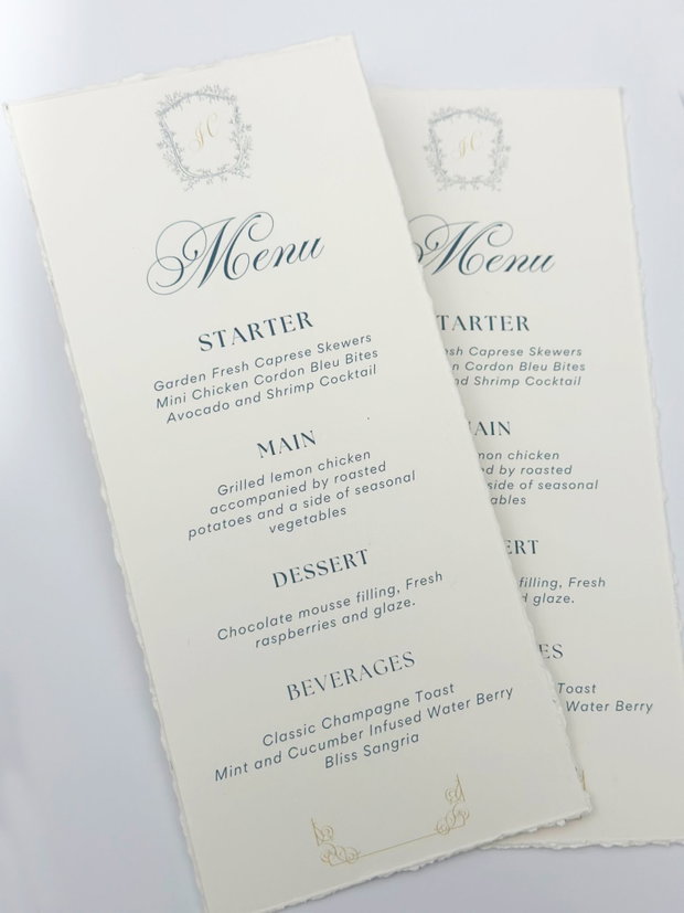 Meniu elegant pentru evenimente