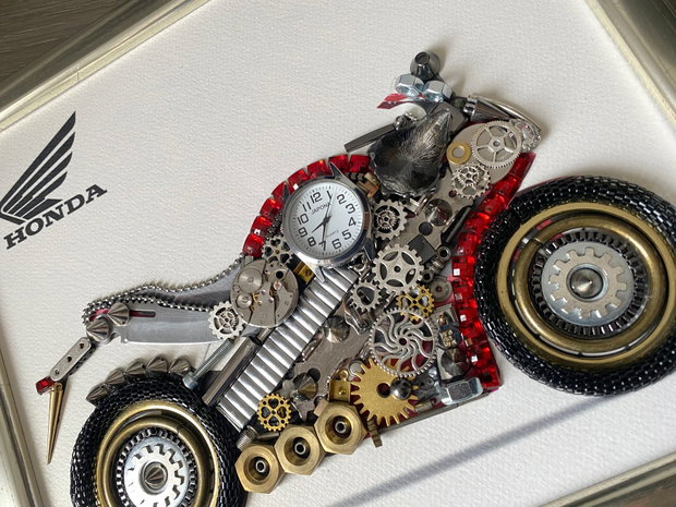 Tablouri steampunk cu modele de masini・Motocicleta Honda Cod M 697・Motocicleta honda decor birou・Cadouri pentru miri si nasi