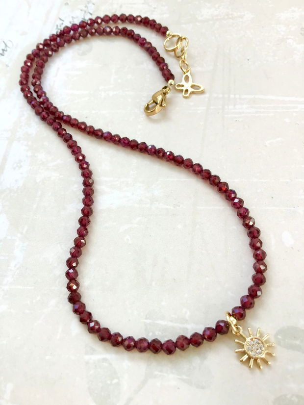 Colier CHOKER Granat bordo