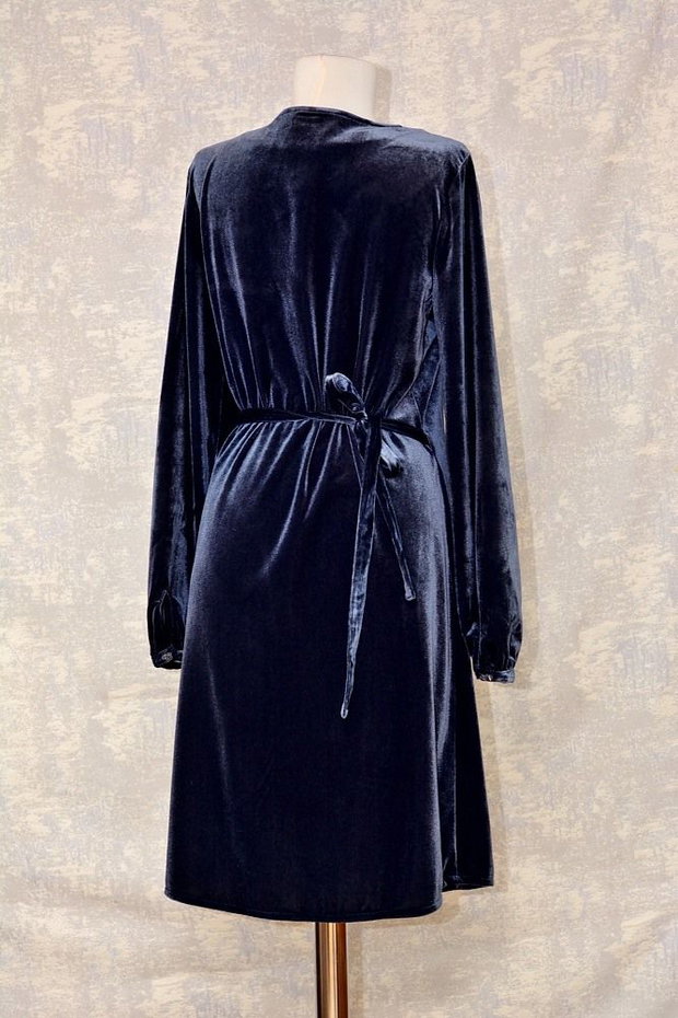 Rochie de catifea, bleumarin, pictata, unicat