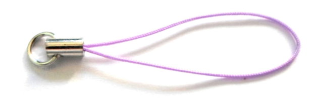 Breloc snur nylon mov deschis cu accesorii argintiu