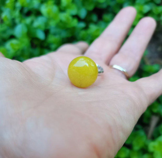 Inel Jad lemon si Argint 925 - IN1354.1 - Inel galben reglabil, inel pietre semipretioase, cadou iubita, inel cadou, bijuterii cadou, cadou sotie, cadou prietena, cadou romantic, cadou logodna, cadou prietena, bijuterii jad, cristale vindecatoare