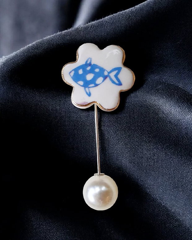 Brosa pin din portelan - KANZASHI