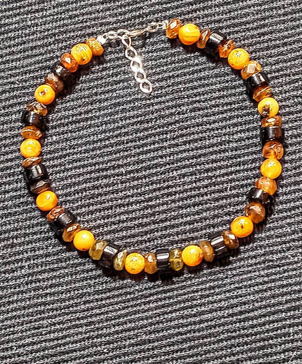Bratara argint ambra turmalina onix chihlimbar boho chic trendy