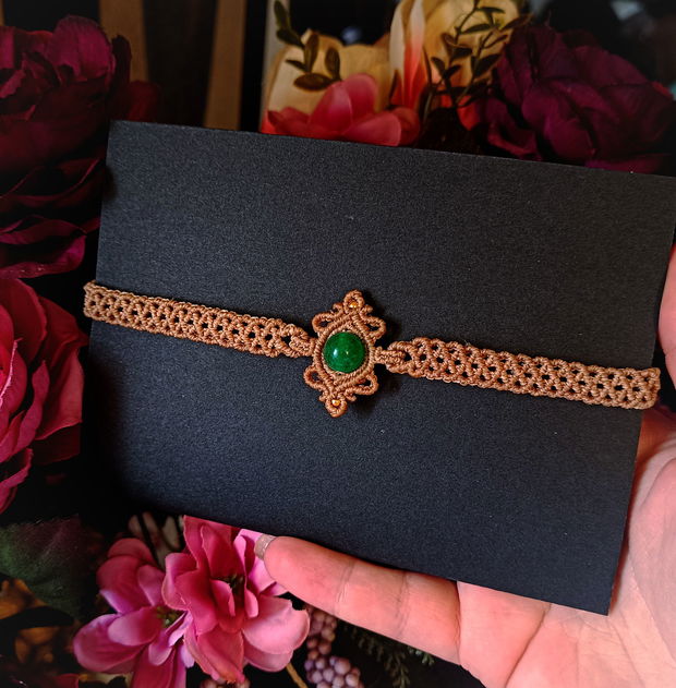 Colier choker macrame cu piatra semiprețioasa Jad