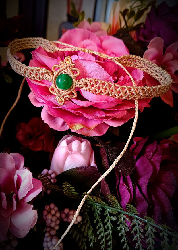 Colier choker macrame cu piatra semiprețioasa Jad