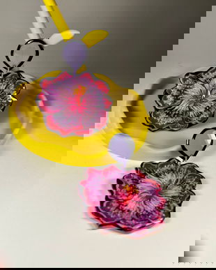 Cercei pictati manual Hibiscus