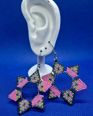 Cercei hexagon Pink Obsession