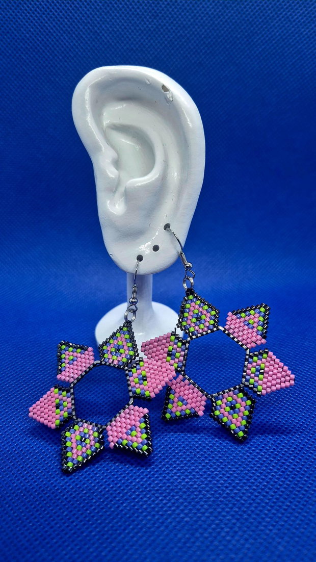 Cercei hexagon Pink Obsession