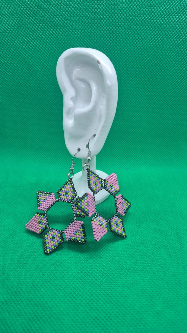 Cercei hexagon Pink Obsession
