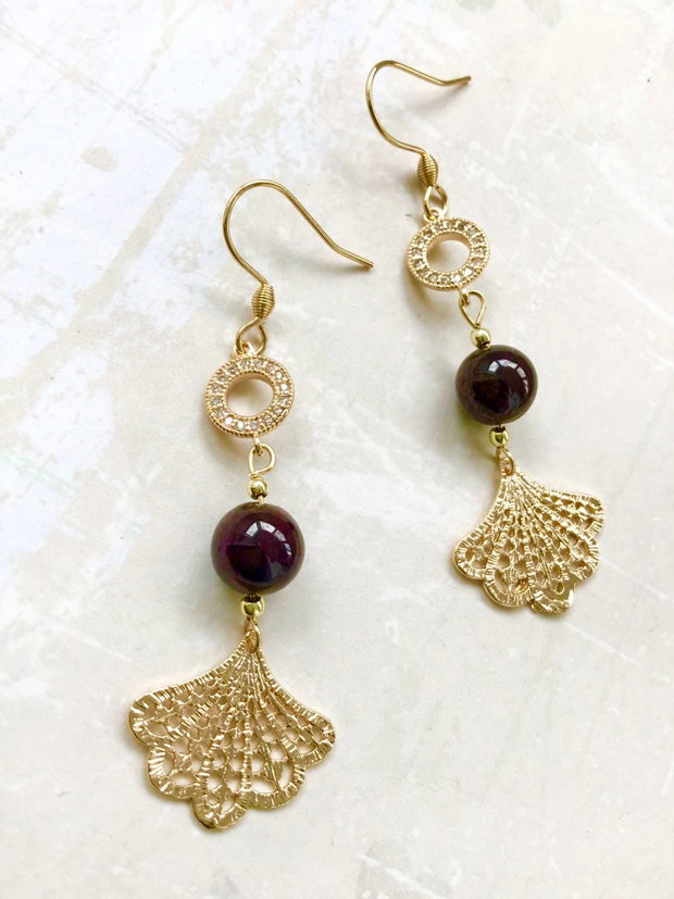 Cercei vintage granat