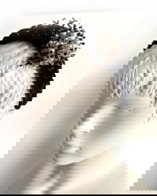 Coronita brodata cu margele・Diadema・Coronita cu cristale・Accesoriu pentru par・Coronita eleganta・Tiara