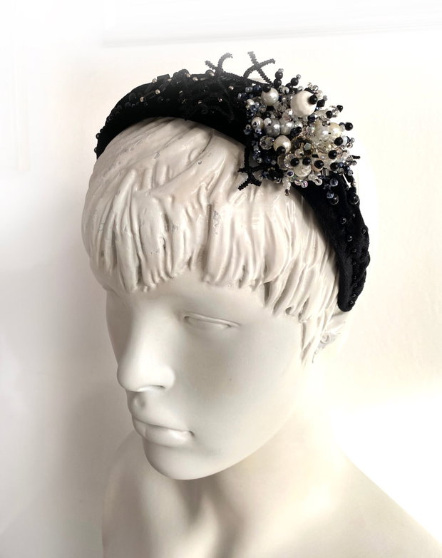 Coronita brodata cu margele・Diadema・Coronita cu cristale・Accesoriu pentru par・Coronita eleganta・Tiara