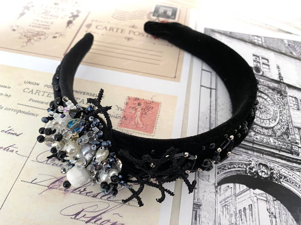 Coronita brodata cu margele・Diadema・Coronita cu cristale・Accesoriu pentru par・Coronita eleganta・Tiara