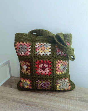 Sacoșă tote bag shopper crosetata manual captusita