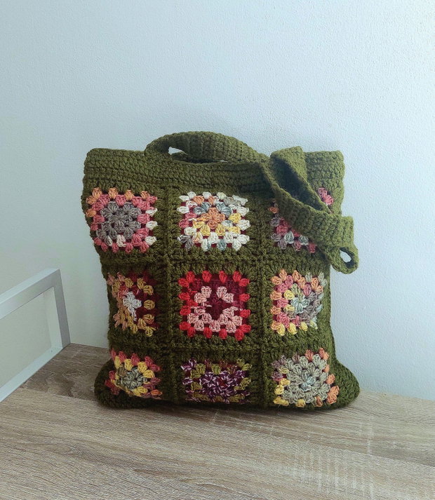 Sacoșă tote bag shopper crosetata manual captusita