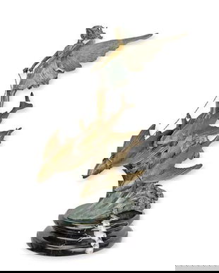 Zana cu peste zburator-statueta din bronz cu un soclu din marmura