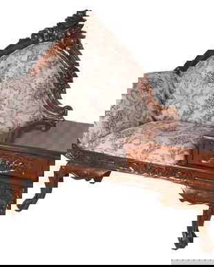 Bancheta din lemn masiv mahon cu masuta laterala