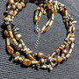 Colier X3 perle naturale de cultura bronzit riolit turmalina hematit boho chic trendy cadou - Transport gratuit