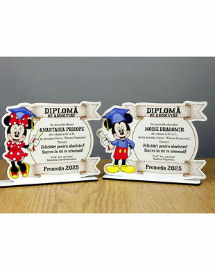 Trofeu personalizat - model Minnie si Mickey Mouse