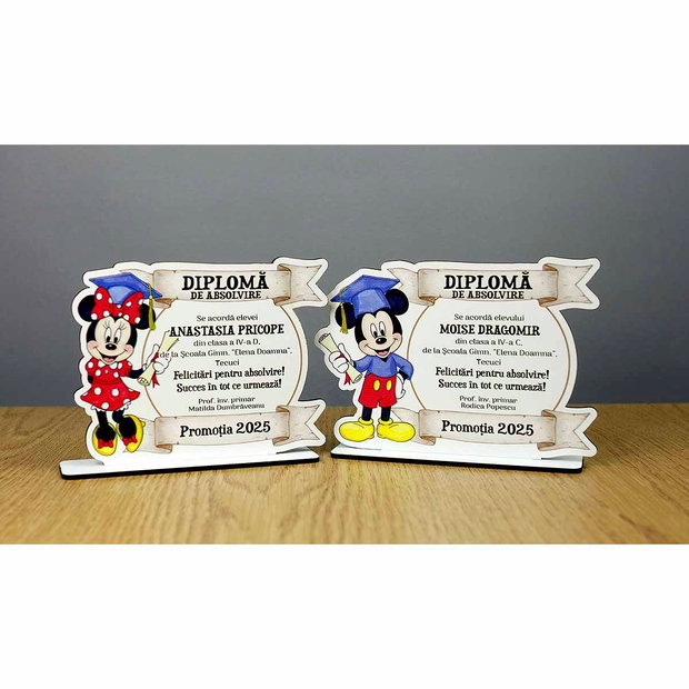 Trofeu personalizat - model Minnie si Mickey Mouse