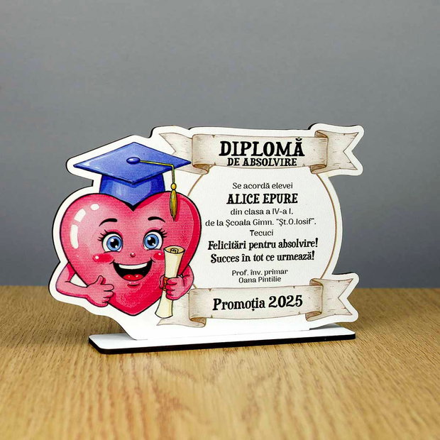 Trofeu personalizat - model Inimioara