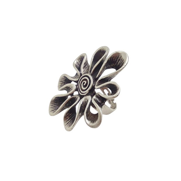 Inel metalic model urban, floare stilizata, Inz057