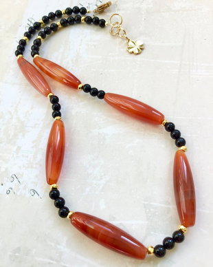 Colier CHOKER carneol & onix negru