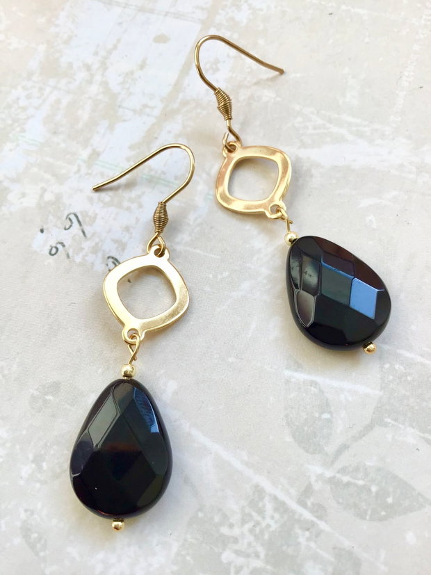 Cercei Vintage onix negru