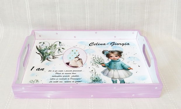 Tavita personalizata, fetita cu ghiocei