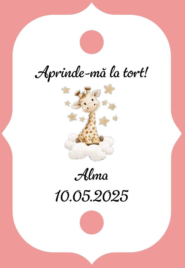 Eticheta artificii tort botez/Onomastica/ Artificii tort cu eticheta personalizata