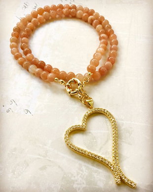 Colier CHOKER Piatra soarelui & inima aurie