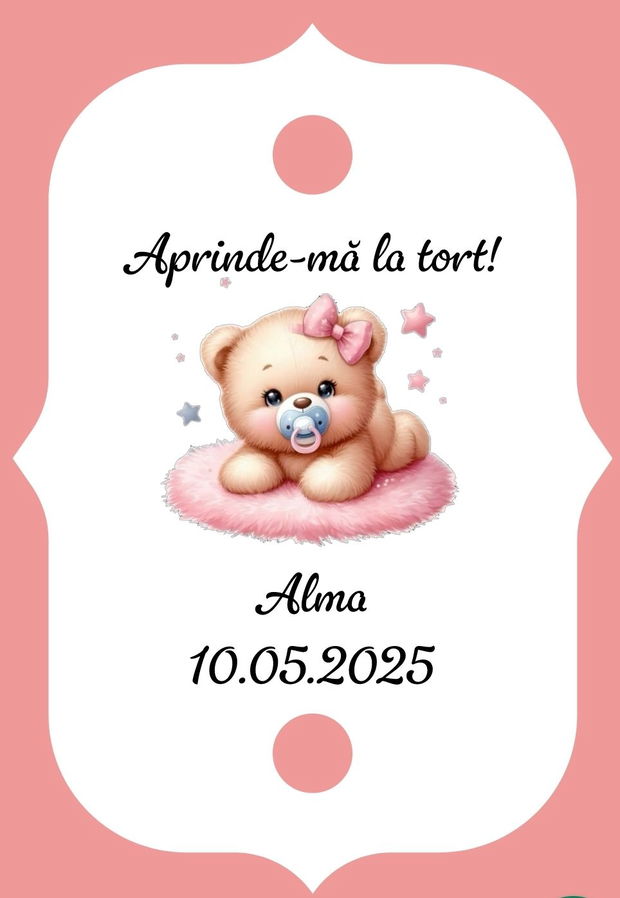 Eticheta artificii tort botez/Onomastica/ Artificii tort cu eticheta personalizata