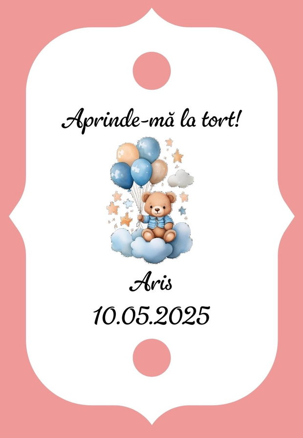 Eticheta artificii tort botez/Onomastica/ Artificii tort cu eticheta personalizata
