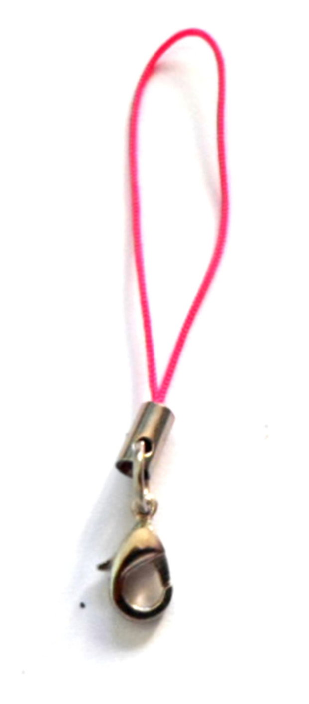 Breloc snur nylon roz inchis cu accesorii argintiu