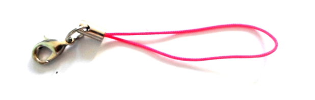 Breloc snur nylon roz inchis cu accesorii argintiu