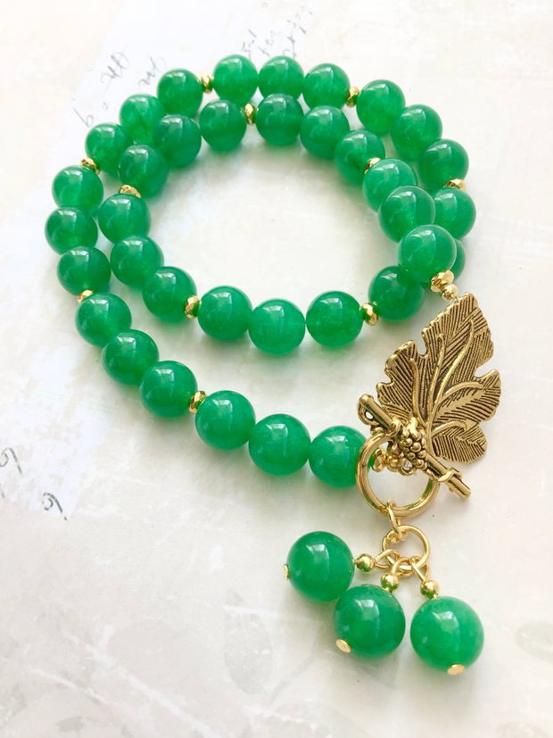 Colier vintage Jad verde