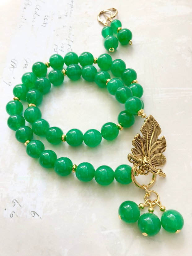 Colier vintage Jad verde