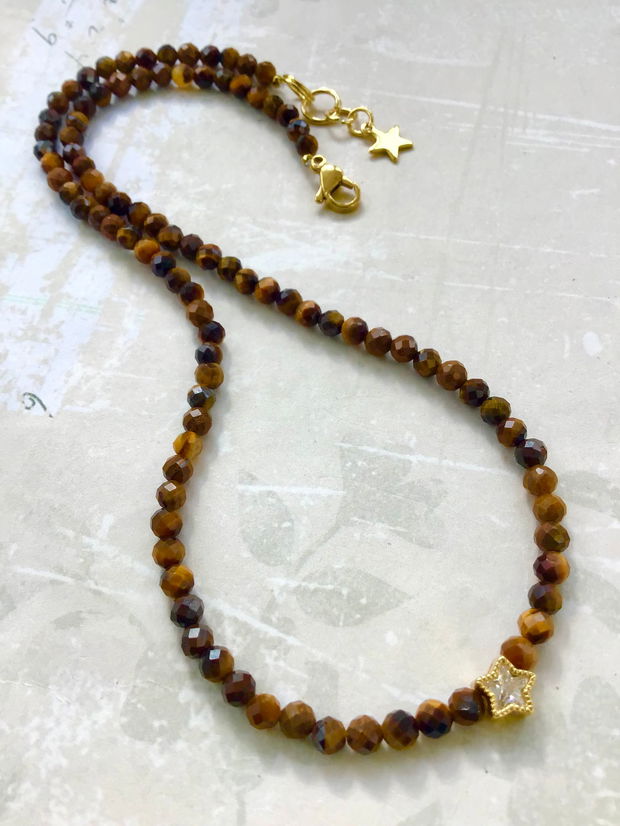 Colier CHOKER ochi de tigru