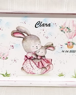 Tavita de mot fetita cu mămica iepuraș