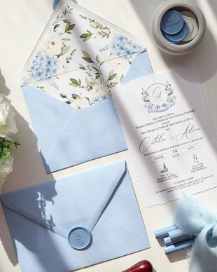 Invitație nuntă Hortensie Albastră
