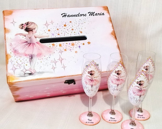 Cutie de dar pentru botez cu balerina