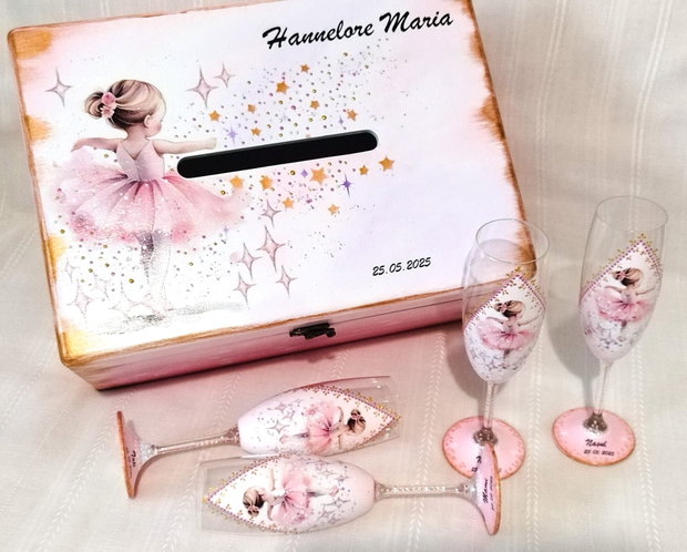 Cutie de dar pentru botez cu balerina