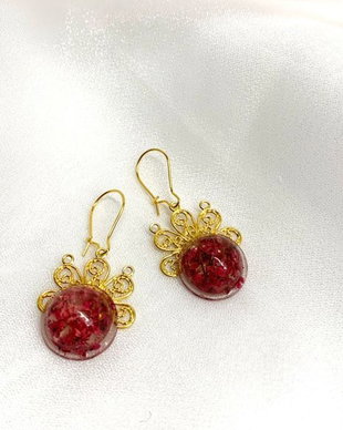 cercei handmade unicat din rasina si flori naturale 00058