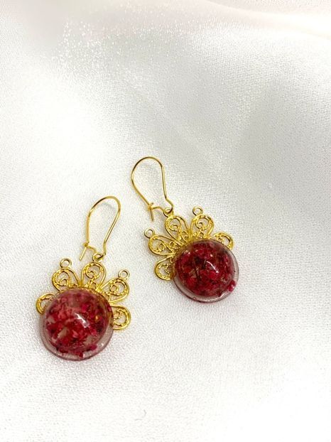 cercei handmade unicat din rasina si flori naturale 00058
