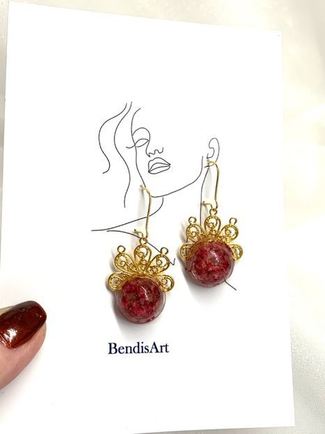 cercei handmade unicat din rasina si flori naturale 00058