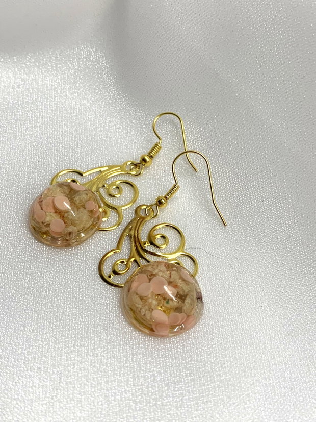 cercei handmade unicat din rasina si flori naturale 00061