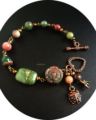 bratara cu agate indiene antichizata
